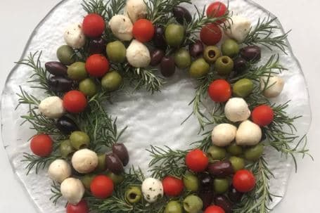 festive olive and cheese appetizer