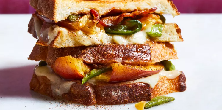 smashed-peach-and-poblano-grilled-cheese