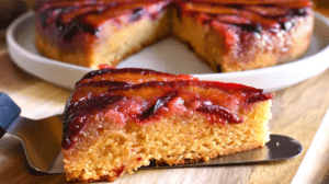 Plum Almond Upside Down Cake